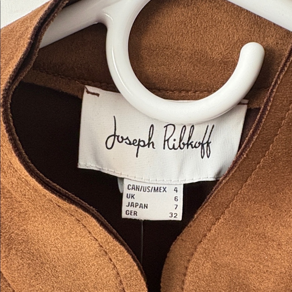 NWT Stunning Joseph Ribkoff Jacket-Suede Look Brown Cropped Jacket Sz4 - Picture 4 of 17